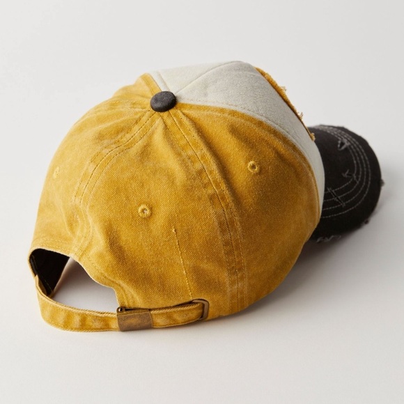 NWT Free People Moto Racing Baseball Cap in Mustard Combo main image 6